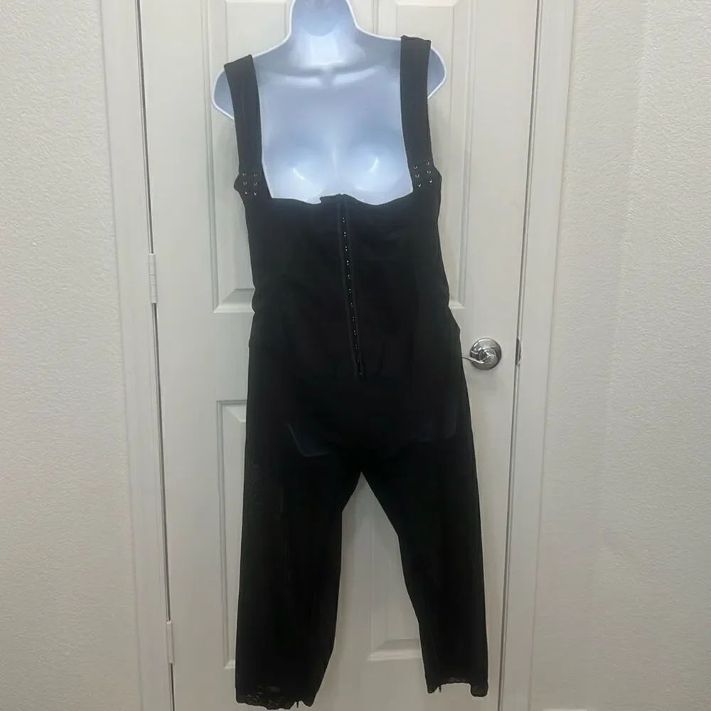 Ardyss Womans Body Magic Shapewear Long Black Silver Hooks Eyes Sz 46 Zipper Leg